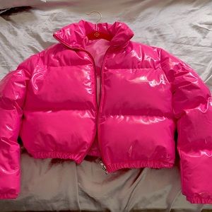 XL bright pink puffer coat
